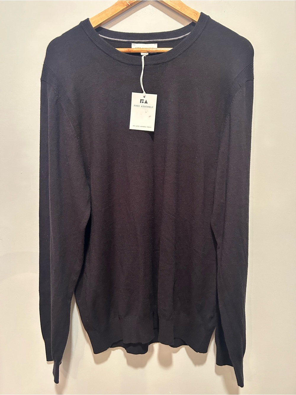Free Assembly Men's Crewneck Sweater - Black